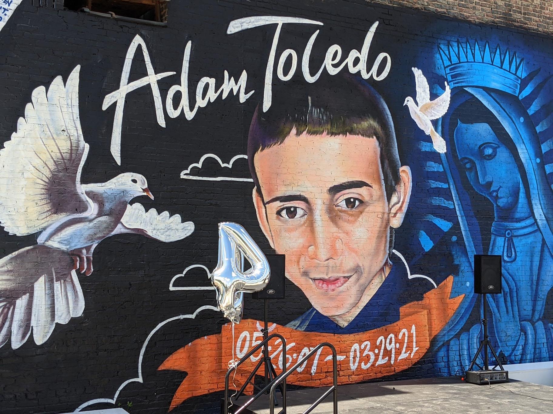 A mural of Adam Toledo painted by Milton Coronado. (Matt Masterson / WTTW News)