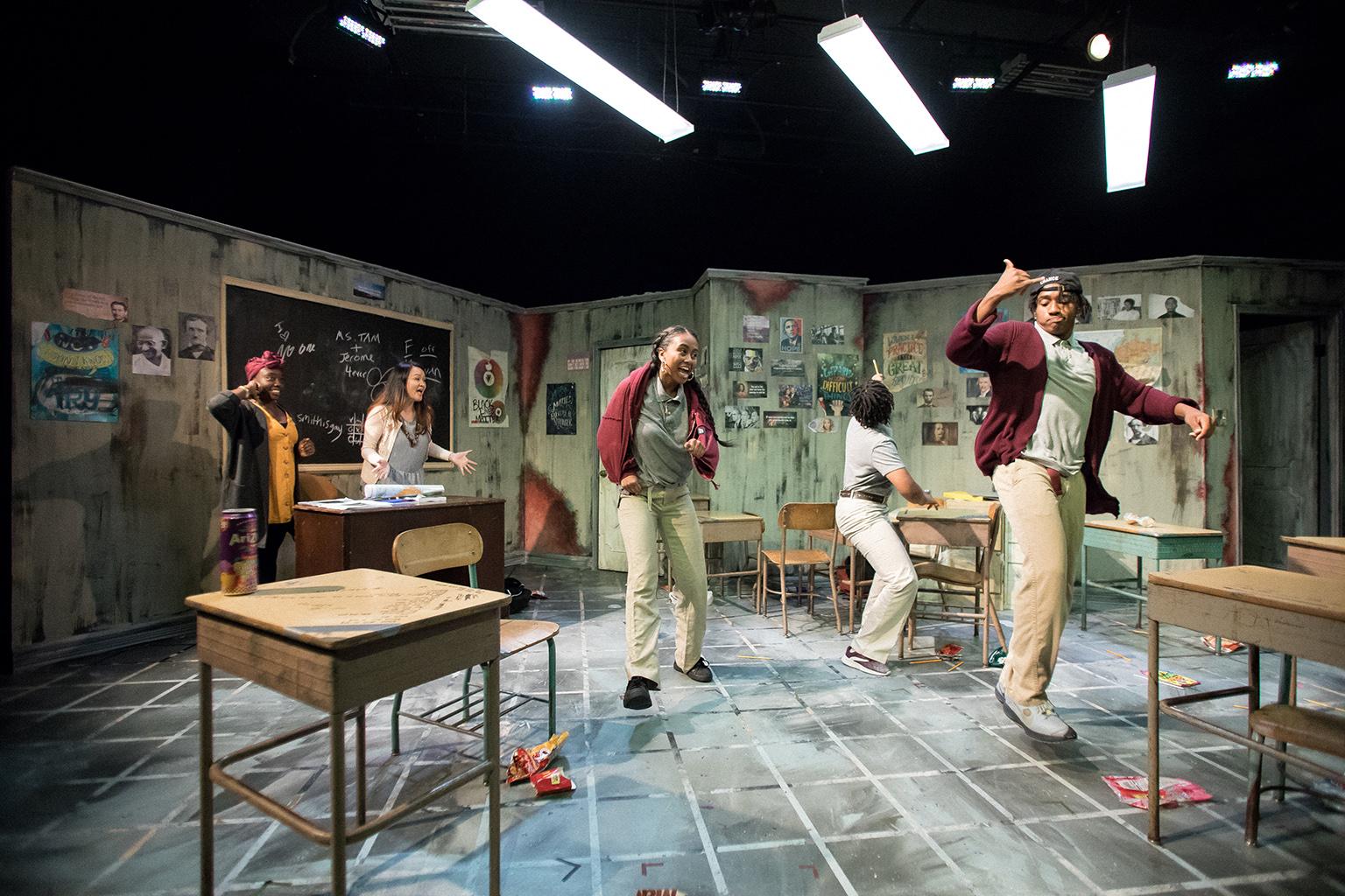 From left: Adia Alli, Kirsten Chan, Netta Walker, Lawren Carter and Victor Musoni in Definition Theatre Company’s production of “No Child…” (Credit: Joe Mazza_Brave Lux, Inc.)