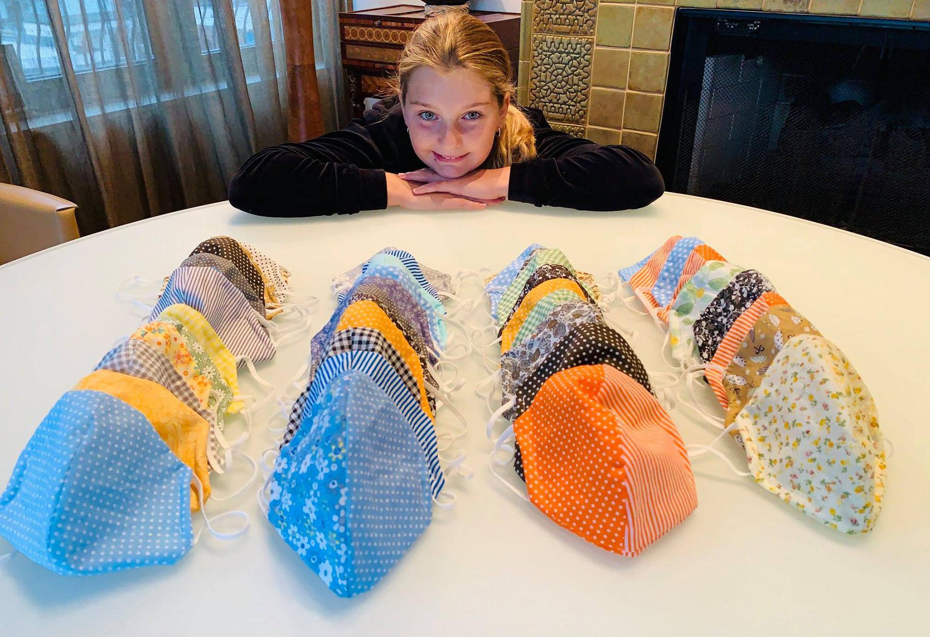 Alexia Brockmann, 12, has made hundreds of masks during the pandemic. (Photo: Kerry Fitzpatrick)
