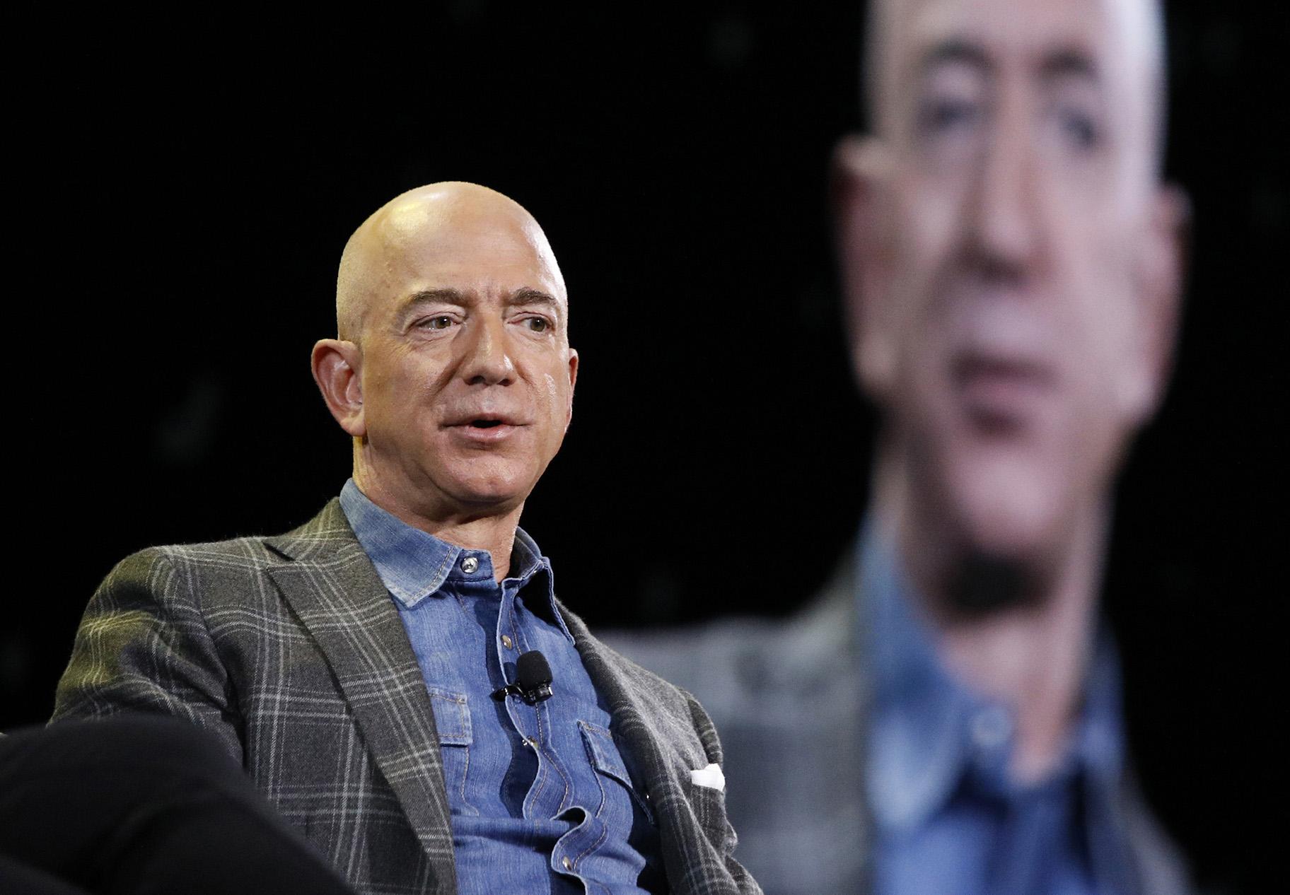 In this June 6, 2019, file photo, Amazon CEO Jeff Bezos speaks at the Amazon re:MARS convention in Las Vegas. (AP Photo / John Locher, File)