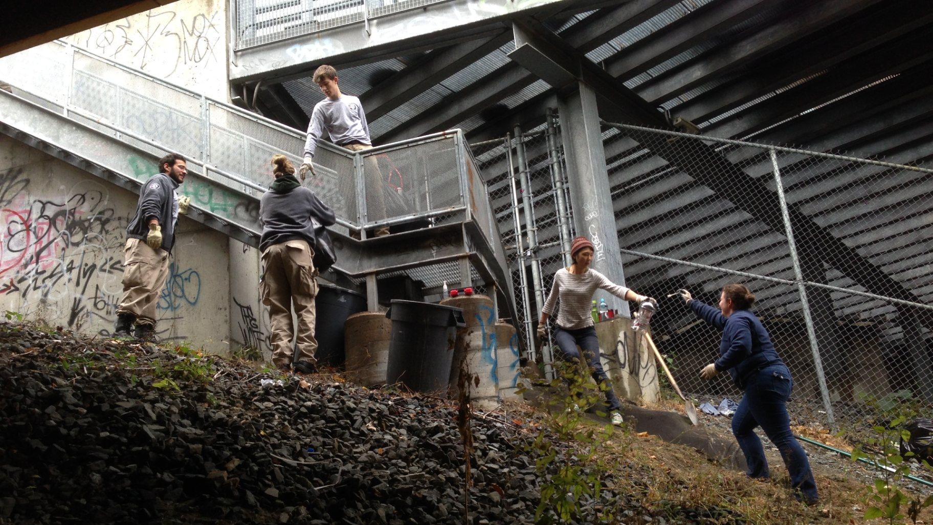 AmeriCorps NCCC FEMA Corps members working on trash collection in Baltimore, Maryland on Nov. 16, 2013. (Courtesy of Natasha Al-Rafie)