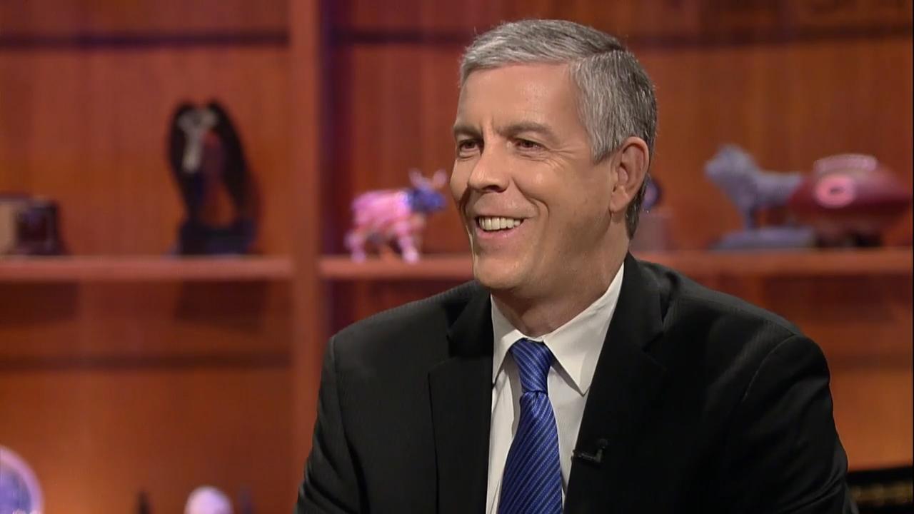 Arne Duncan appears on “Chicago Tonight” on Feb. 22, 2016. (WTTW News)