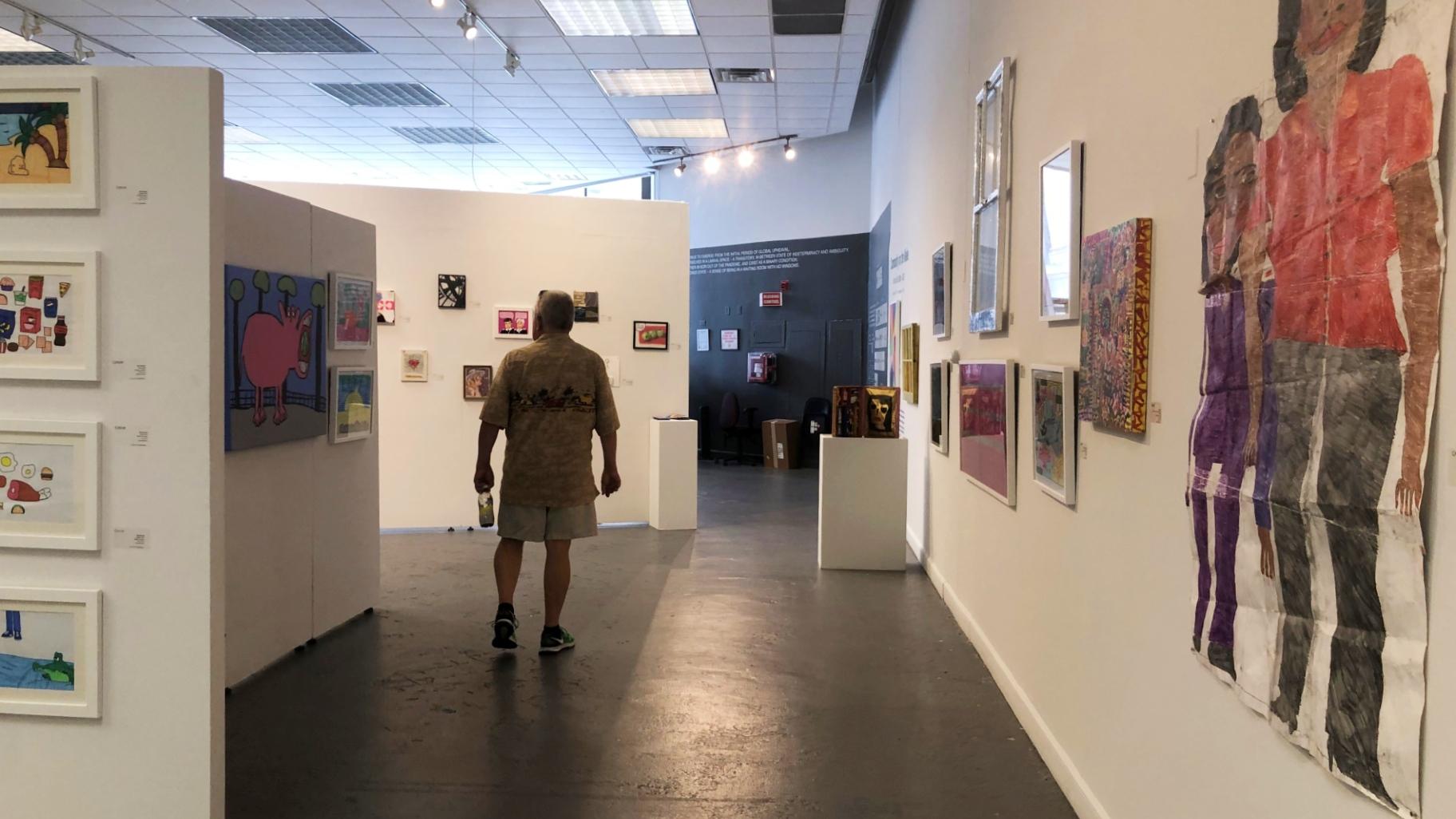 Colorful work fills the gallery at the Design Museum of Chicago in a group exhibition called “Community on the Make: Arts of Life 2000-2025.” (Marc Vitali / WTTW News) Colorful work fills the gallery at the Design Museum of Chicago in a group exhibition called “Community on the Make: Arts of Life 2000-2025.” (Marc Vitali / WTTW News)