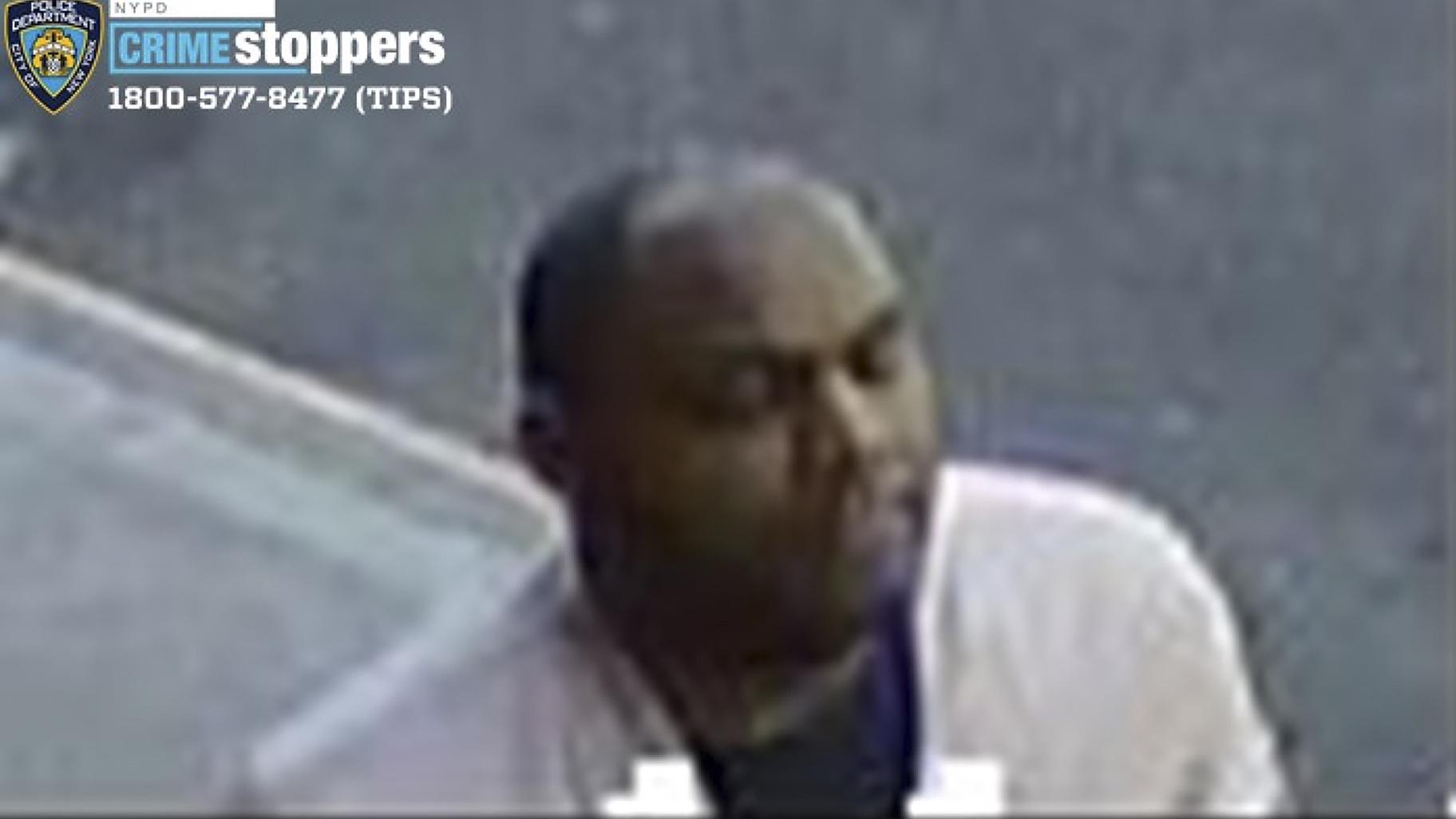 This image taken from surveillance video provided by the New York City Police Department shows a person of interest in connection with an assault of an Asian American woman, Monday, March 29, 2021, in New York. The NYPD is asking for the public’s assistance in identifying the man. (Courtesy of New York Police Department via AP)