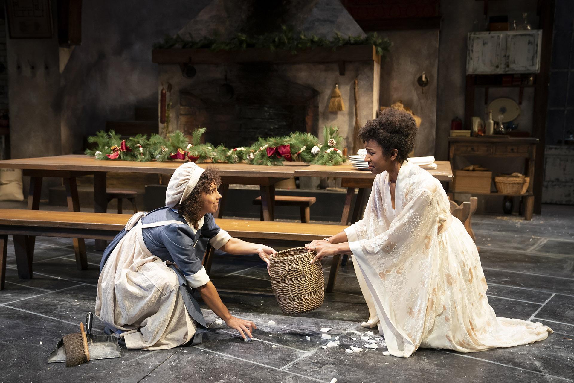 Aurora Real de Asua (left) and Jennifer Latimore in “The Wickhams: Christmas at Pemberley.” (Photo by Liz Lauren)