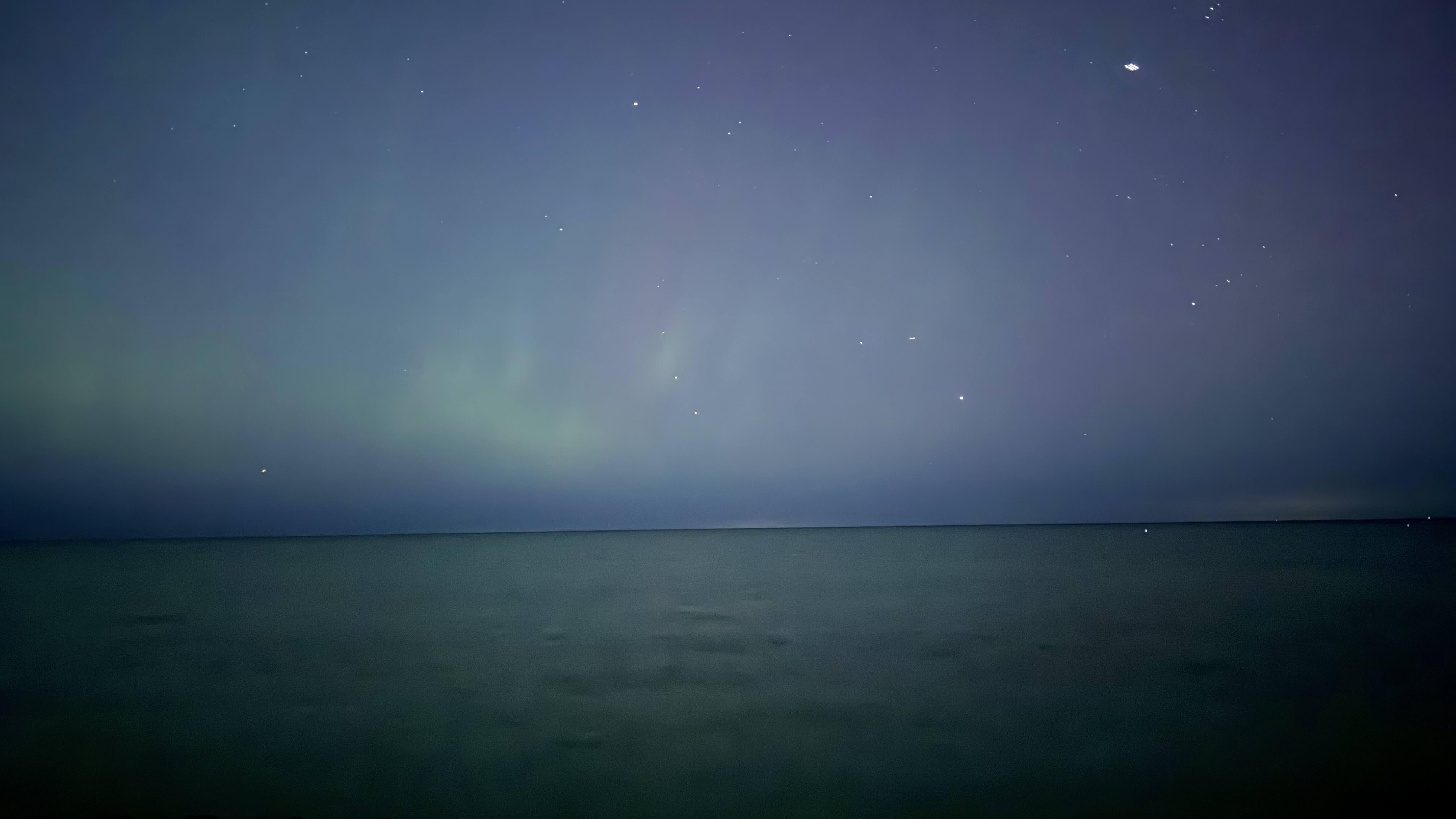 Faint aurora seen through an iPhone camera in October 2024 from Chicago's lakefront. (Patty Wetli / WTTW News)