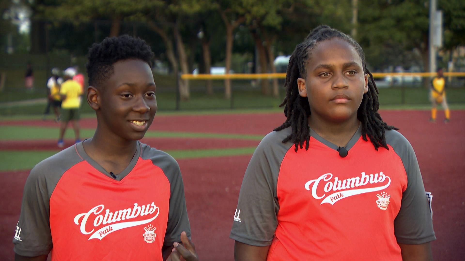 Avion Tart, left, talks to “Chicago Tonight: Black Voices” about Chicago Westside Sports. (WTTW News)