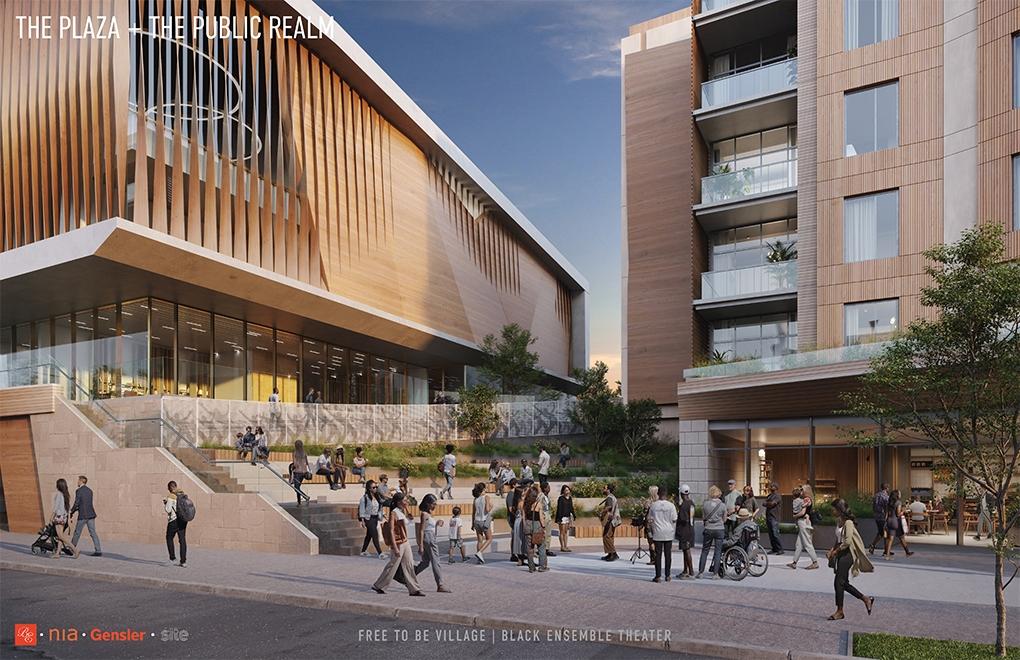 A rendering of the Free to Be Village development planned for Clark Street. (Courtesy of Black Ensemble Theater)