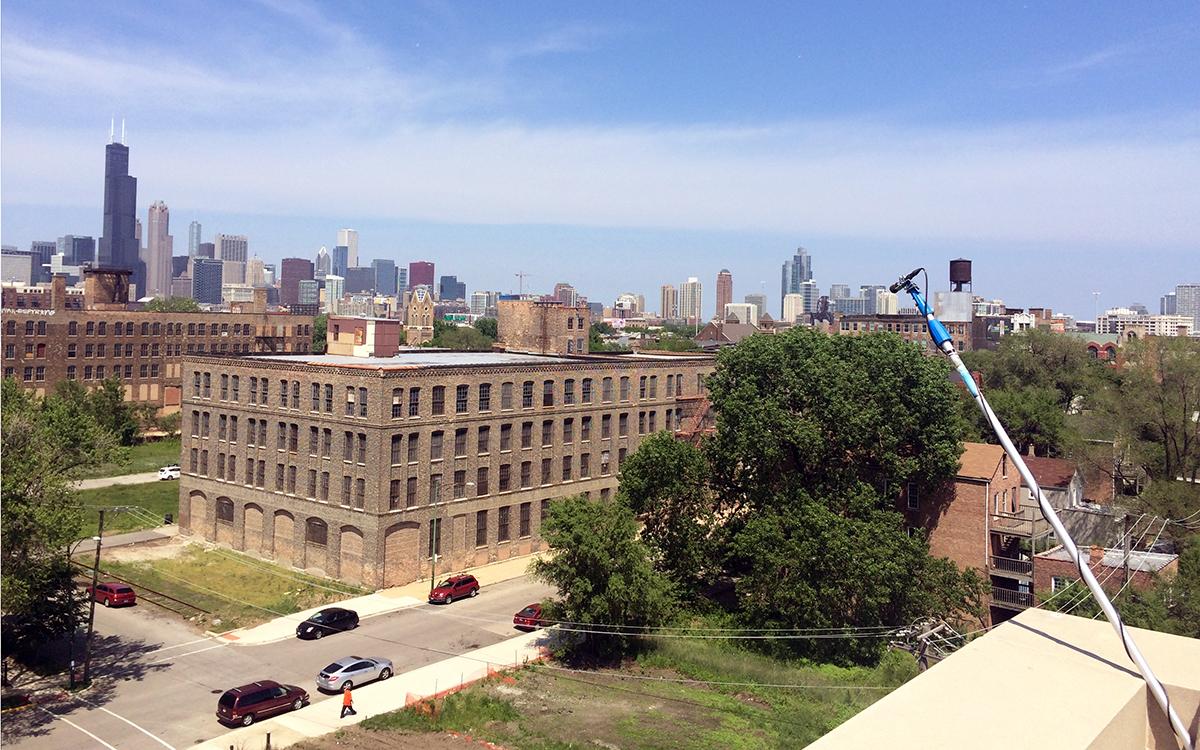 Where do bats live? In order to monitor Chicago’s bat population, Lincoln Park Zoo’s Urban Wildlife Institute relies on noninvasive methods such as acoustic monitors, like this one in Pilsen. (Courtesy Lincoln Park Zoo’s Urban Wildlife Institute)