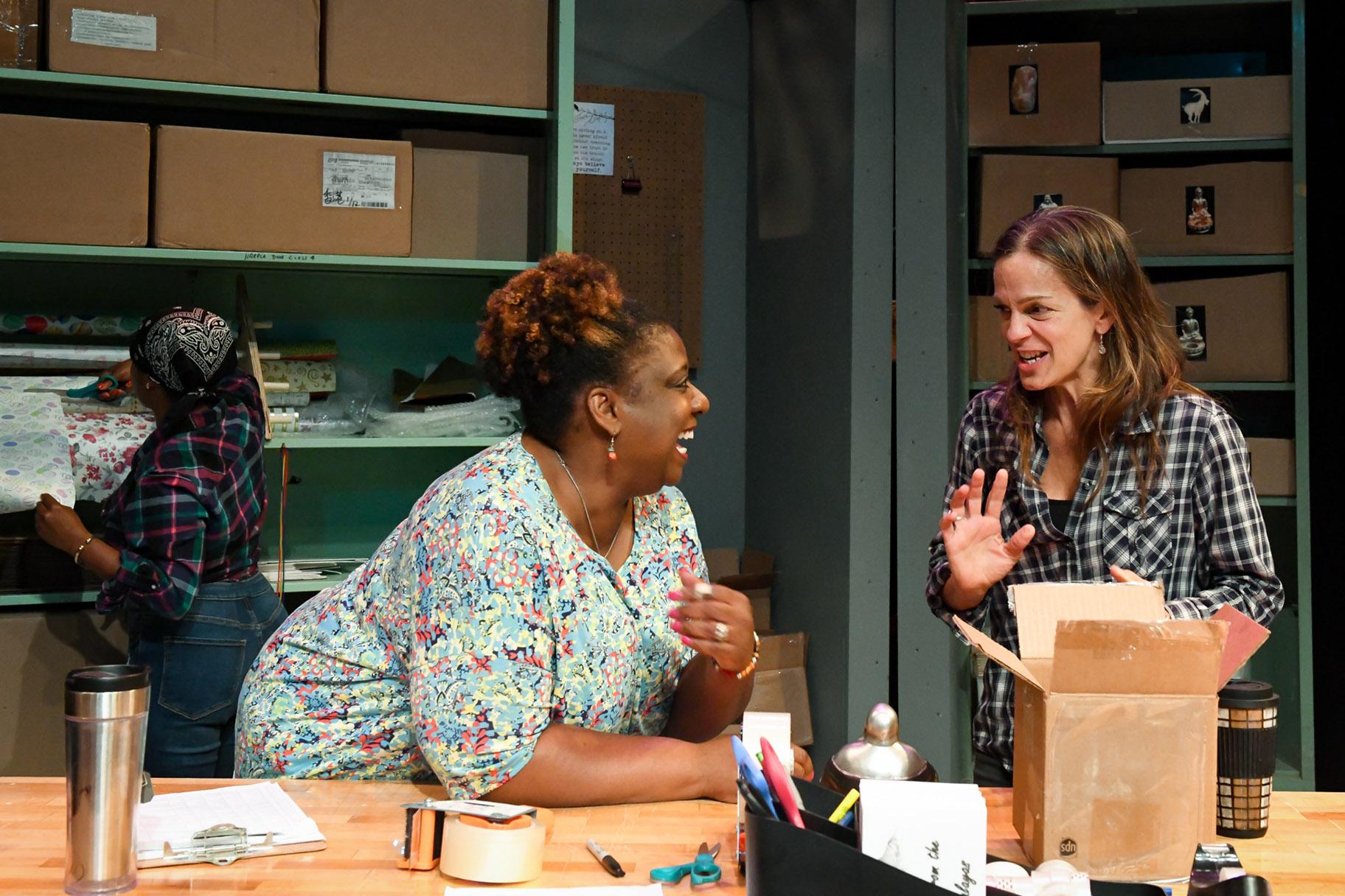 From left: Demetra Dee, Deanna Reed-Foster and Rebecca Jordan in “Be Here Now.” (Photo by Evan Hanover)