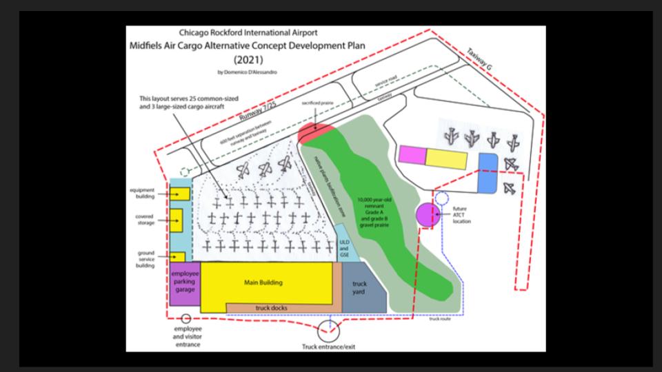 A proposal to reconfigure the road that would plow through Bell Bowl Prairie, and have it skirt the natural area instead (blue dotted line). (Courtesy of Save Bell Bowl Prairie) 