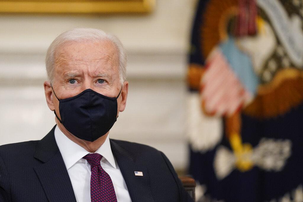 President Joe Biden participates in a roundtable discussion on a coronavirus relief package in the State Dining Room of the White House in Washington, Friday, March 5, 2021. (AP Photo / Patrick Semansky)