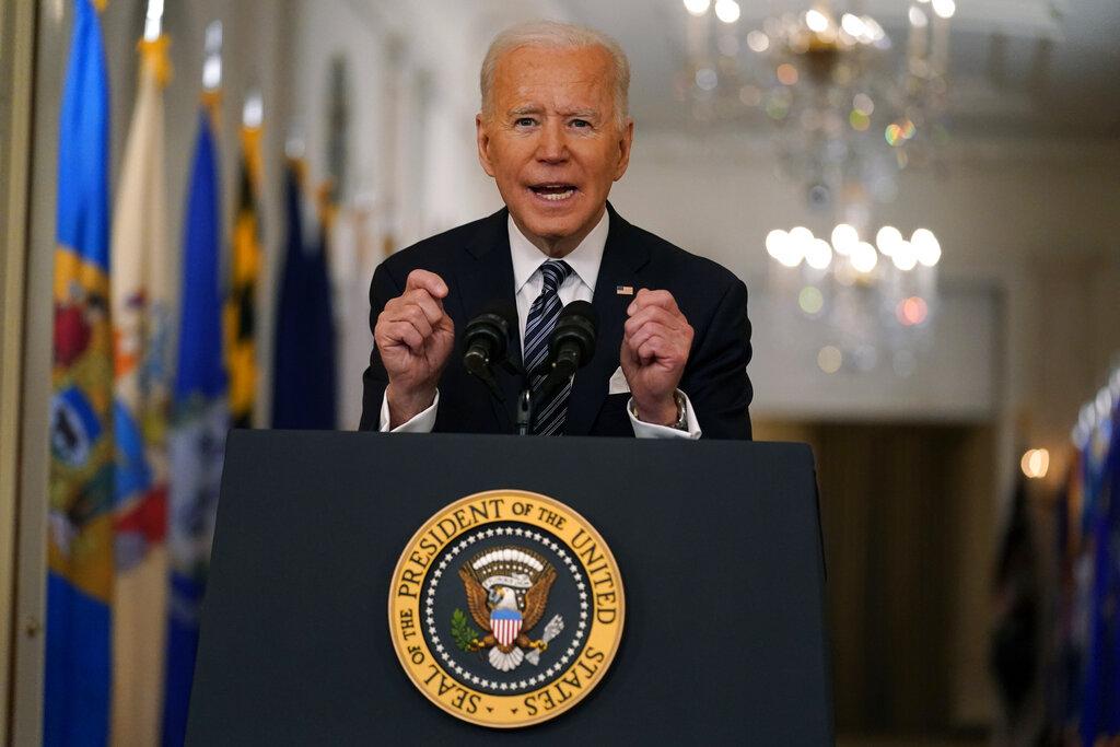 President Joe Biden speaks about the COVID-19 pandemic during a prime-time address from the East Room of the White House, Thursday, March 11, 2021, in Washington. (AP Photo / Andrew Harnik)