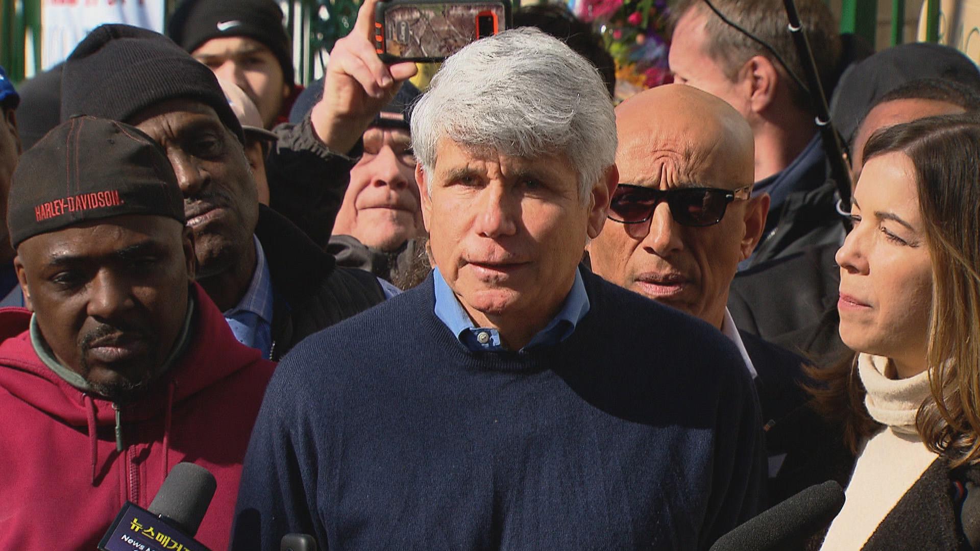 Former Illinois Gov. Rod Blagojevich speaks to the media on Wednesday, Feb. 19, 2020. (WTTW News)