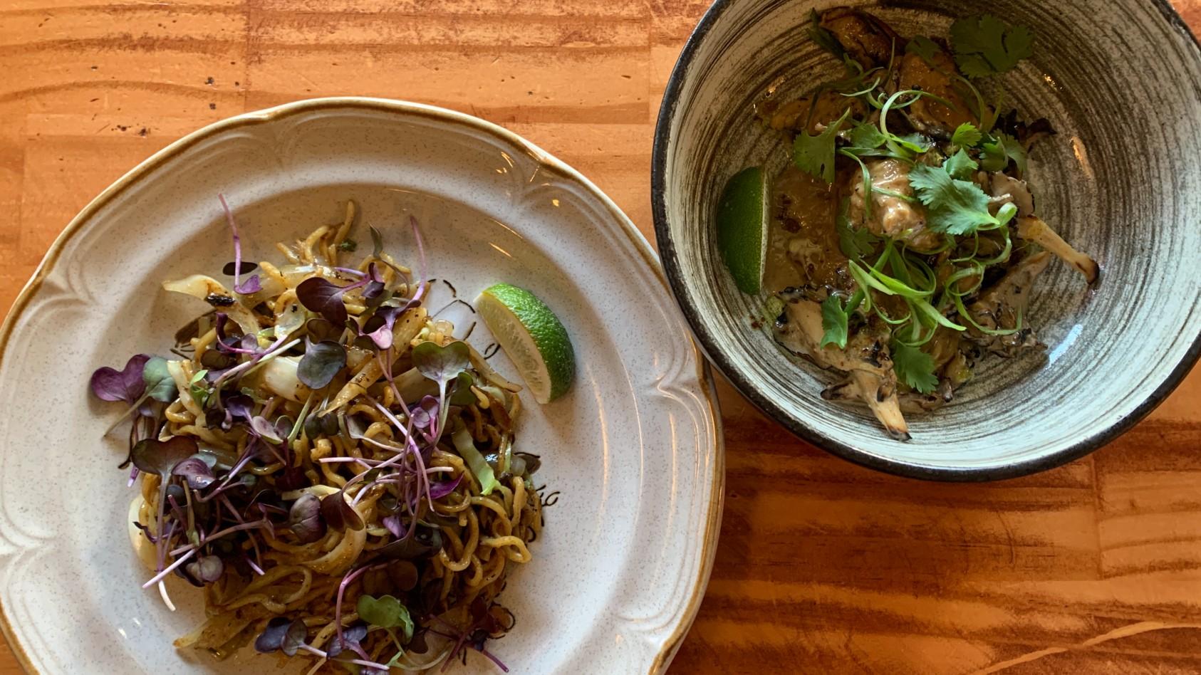 Pancit Canton and Maitake Piaparan at Boonie's (Eunice Alpasan / WTTW News)