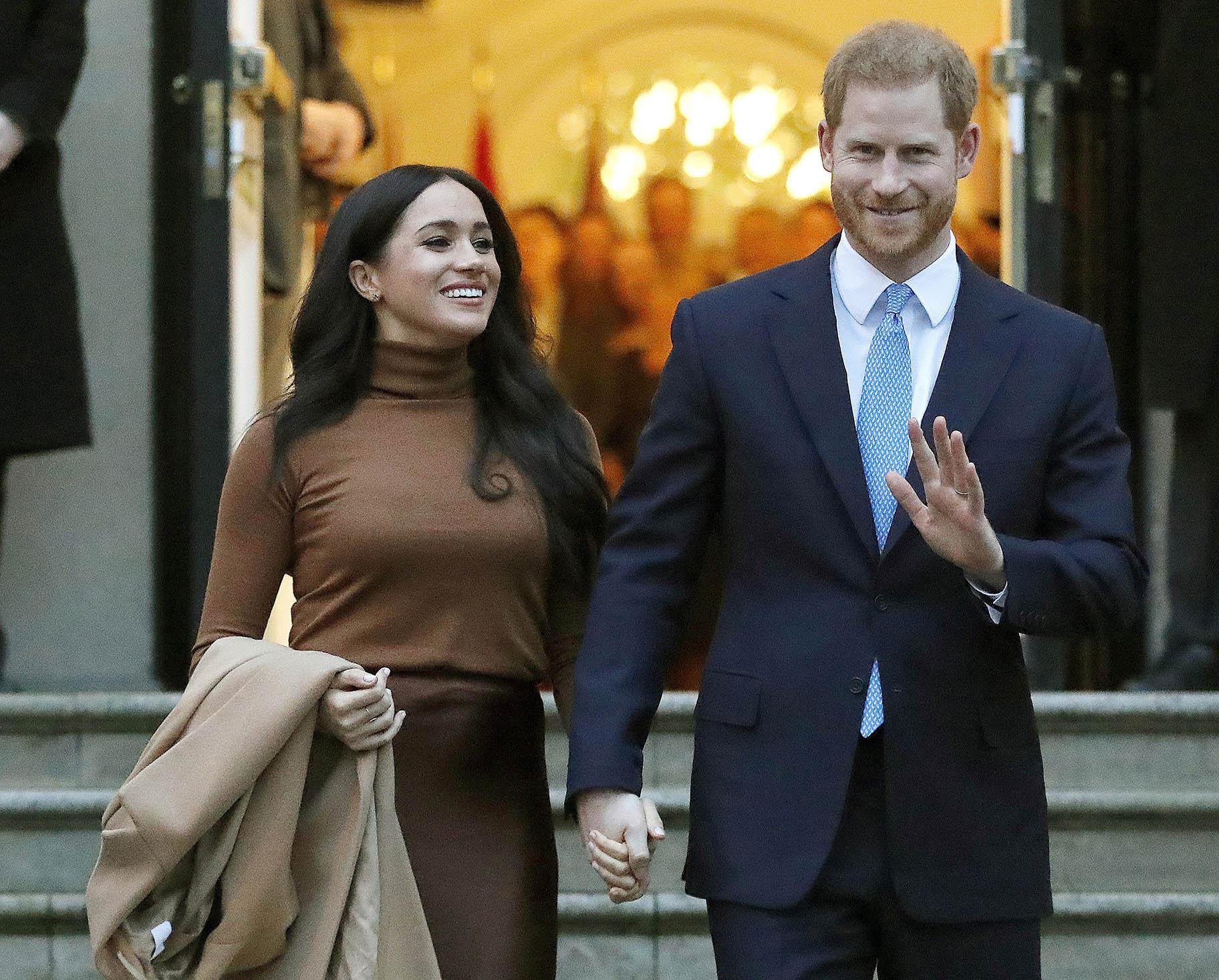 Prince Harry and Meghan, the Duke and Duchess of Sussex, leave after visiting Canada House on Jan. 7, 2020, in London. (AP Photo / Frank Augstein, File)