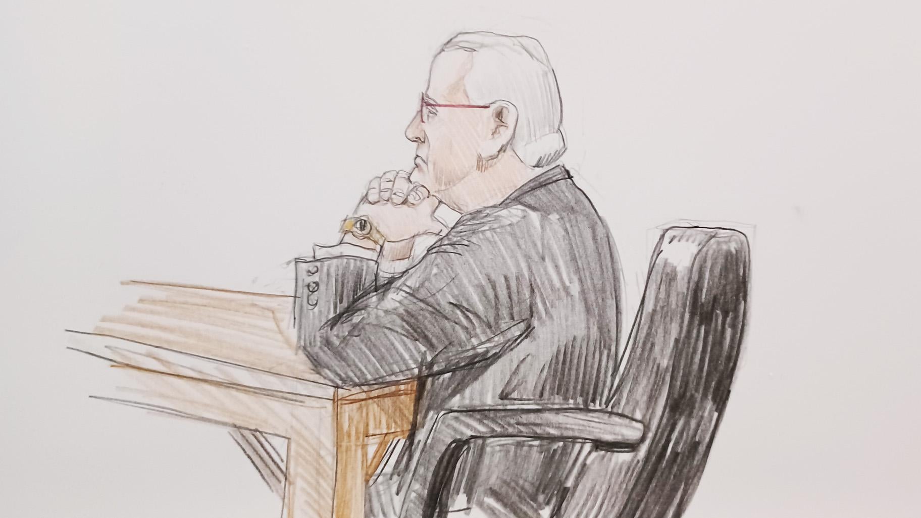 Former Ald. Ed Burke shows no reaction as 13 guilty verdicts are read out in his corruption trial on Dec. 21, 2023. 