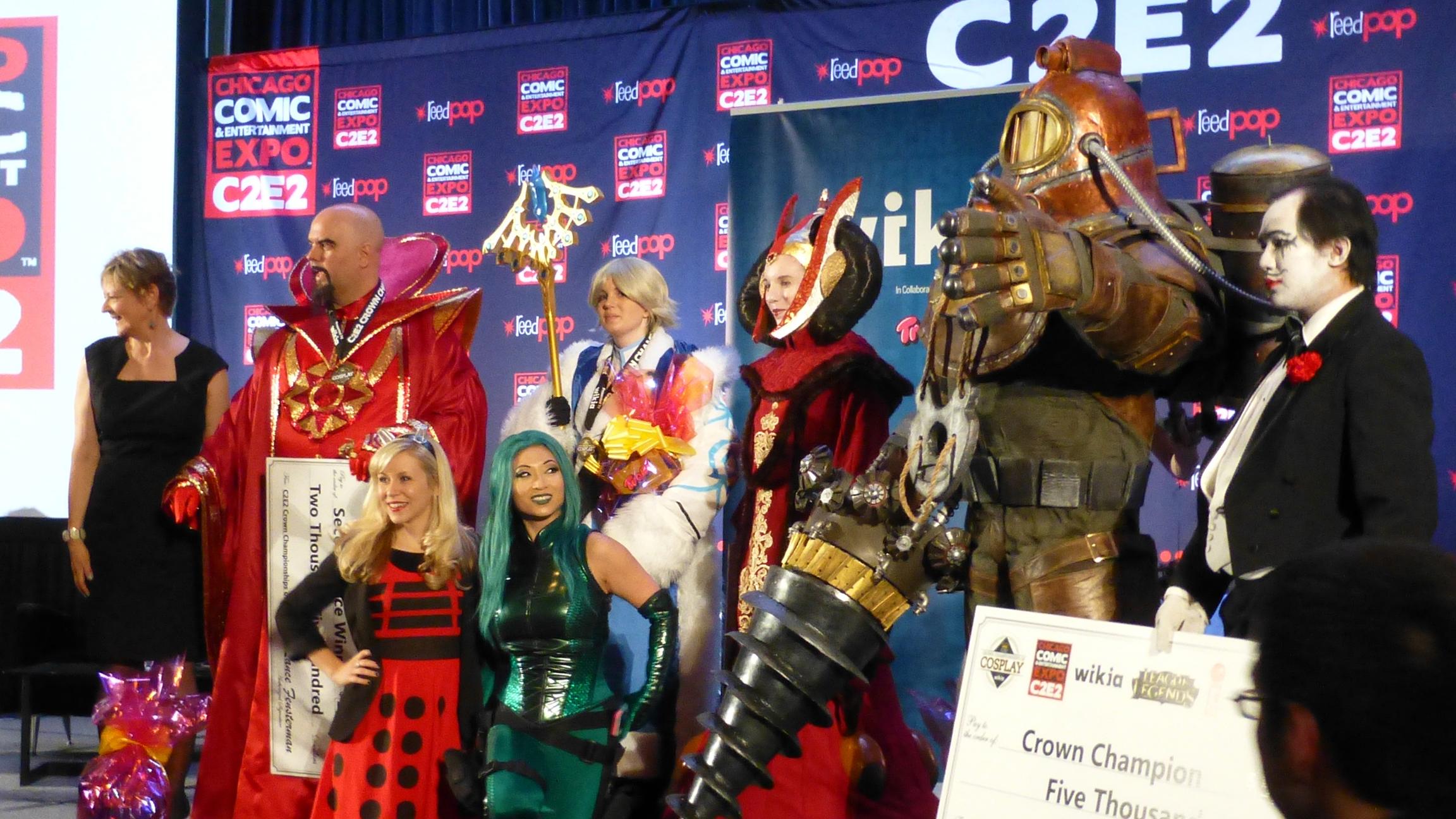 Winners and judges in the first annual Chicago Comic & Entertainment Expo (C2E2) Crown Championships of Cosplay in 2014. (GabboT / Flickr)