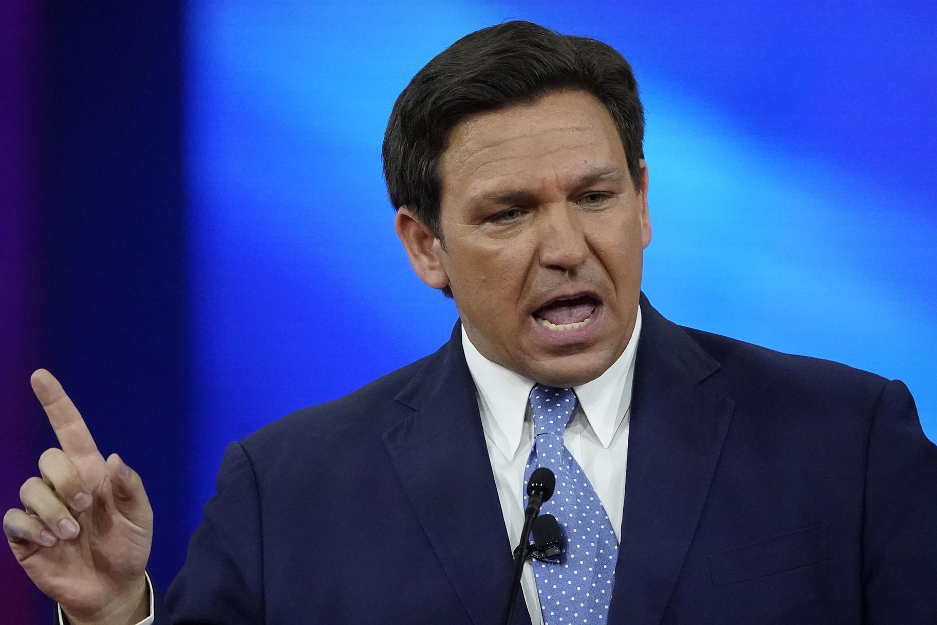 Florida Gov. Ron DeSantis speaks at the Conservative Political Action Conference (CPAC) Thursday, Feb. 24, 2022, in Orlando, Fla. (AP Photo / John Raoux)