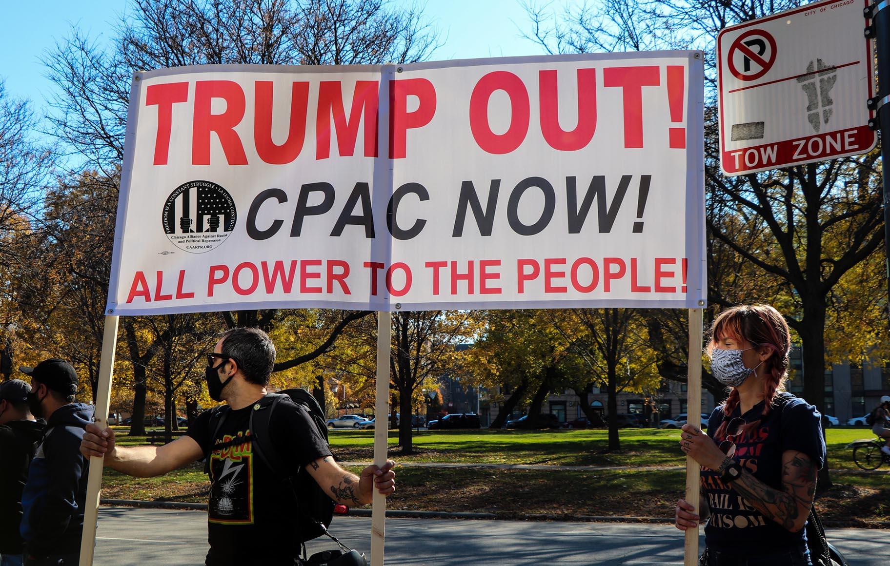 Protesters gather in Union Park on Saturday, Nov. 7, 2020. (Grace Del Vecchio / WTTW News)