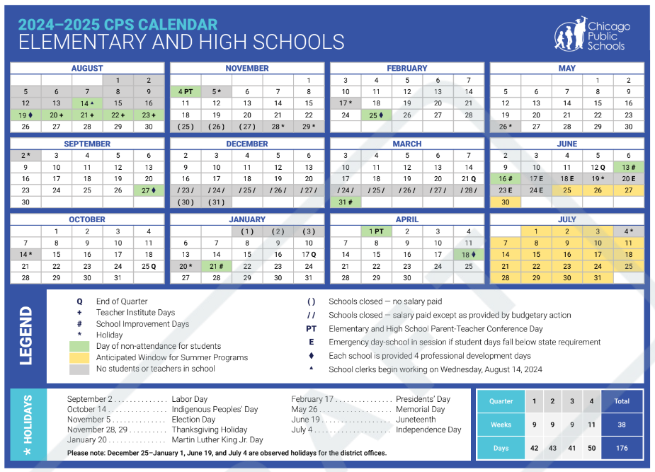 The proposed 2024-25 academic calendar. (Chicago Public Schools)