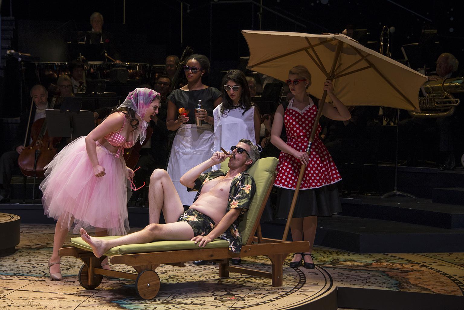 From left: Cecilia Iole, Aleah Vassell, Jeff Parker, Noelle Harb and Brittany Marie Pirozzoli in “Candide.” (Photo by Brynn Yeager)