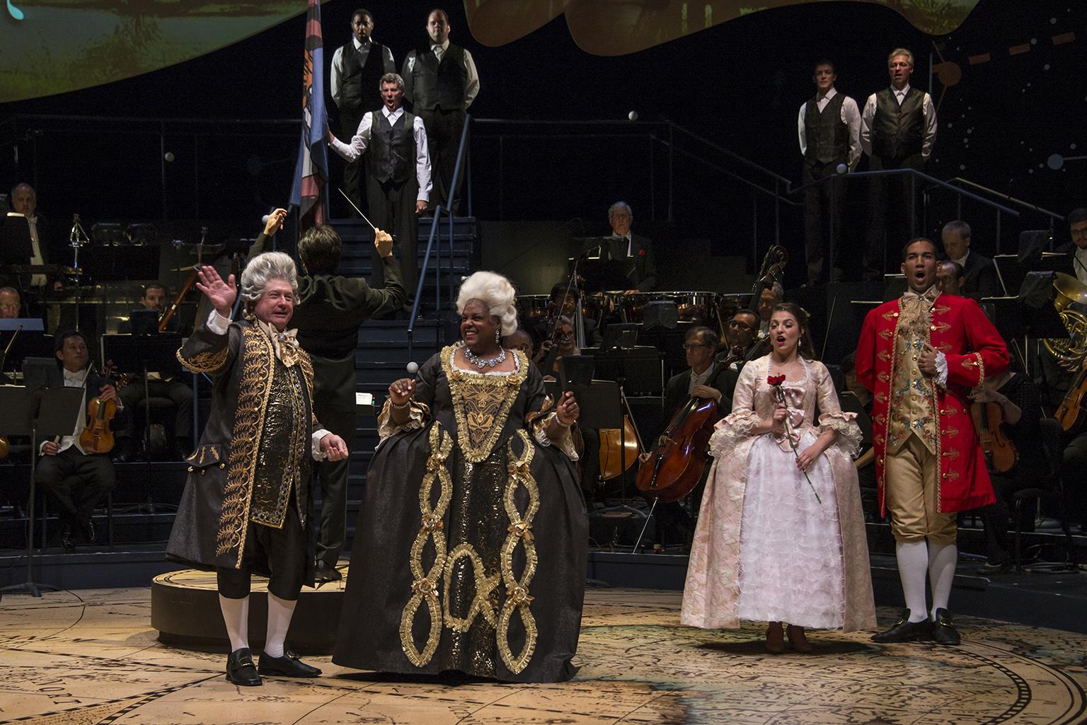 Roderick Peeples, Tracey Copeland Halter, Cecilia Iole and Jonathan Christopher in “Candide.” (Photo by Brynn Yeager)