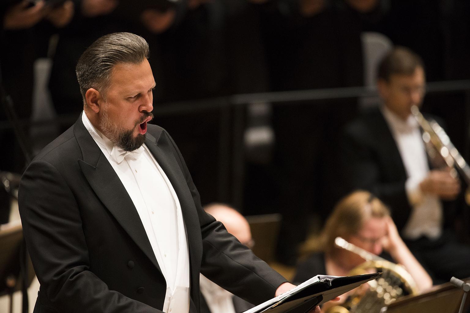 Russian Bass Alexey Tikhomirov makes his CSO debut in Shostakovich’s Symphony No. 13 (“Babi Yar”) with the Orchestra and Men of the Chicago Symphony Chorus led by Zell Music Director Riccardo Muti. (Photo credit: Todd Rosenberg)