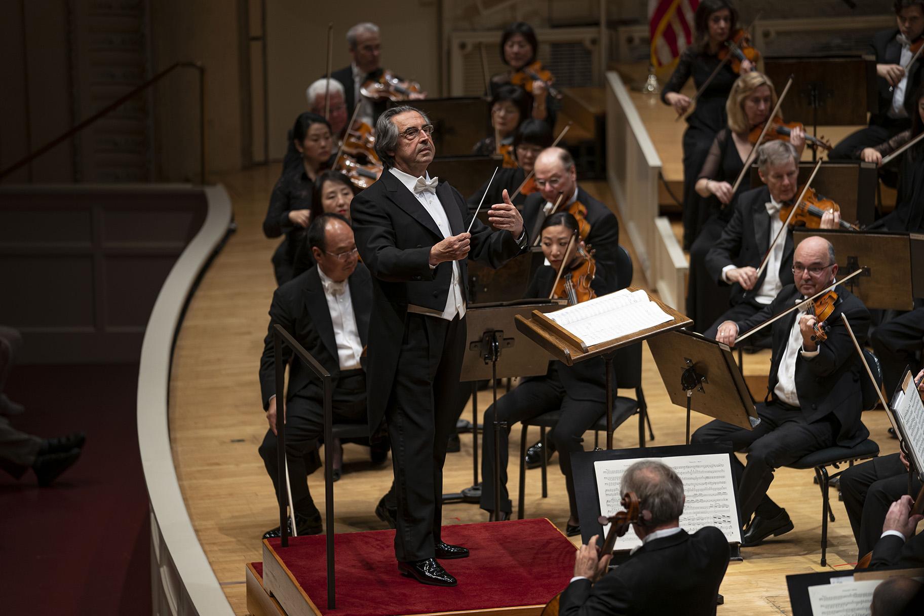 Music Director Riccardo Muti leads the Chicago Symphony Orchestra in a program that includes Shostakovich’s Symphony No. 6, works by Mendelssohn and Scriabin, as well as Grieg’s Piano Concerto featuring pianist Leif Ove Andsnes as soloist on Sept. 19 2019, in Orchestra Hall. (Photo by Todd Rosenberg)