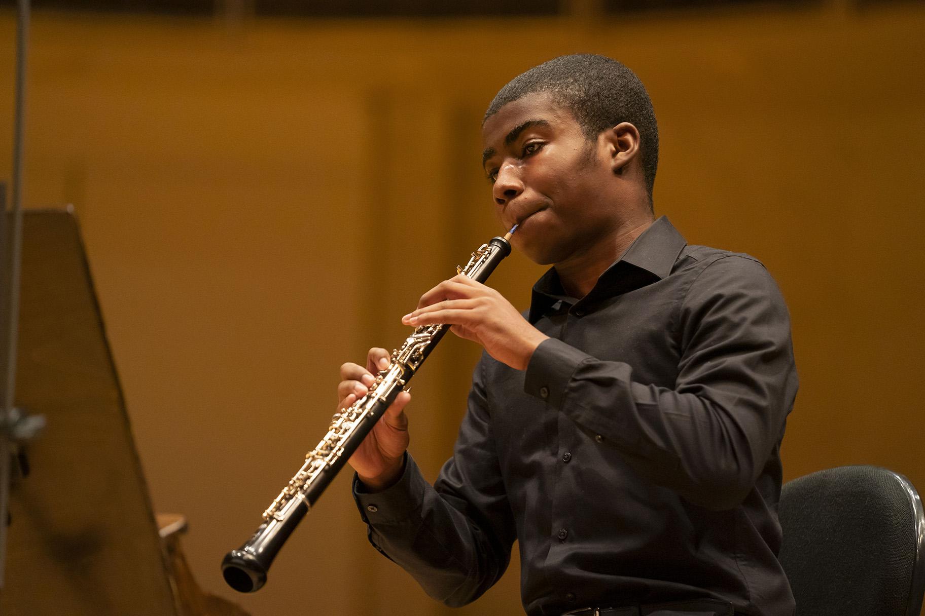 CMPI fellow Zachary Allen participates in a coaching session with CSO Zell Music Director Riccardo Muti on March 31, 2021. (Credit: Todd Rosenberg)