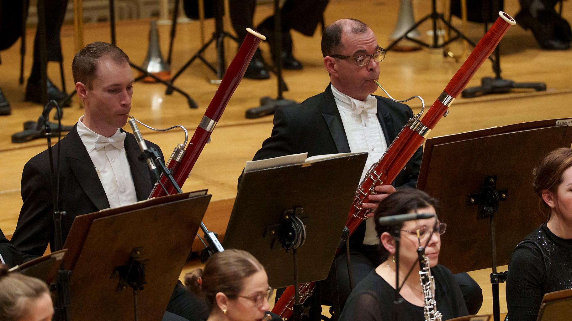 Principal bassoon Keith Buncke and assistant principal bassoon William Buchman in a performance of Dvořák’s “The Wild Dove.” (Todd Rosenberg Photography)