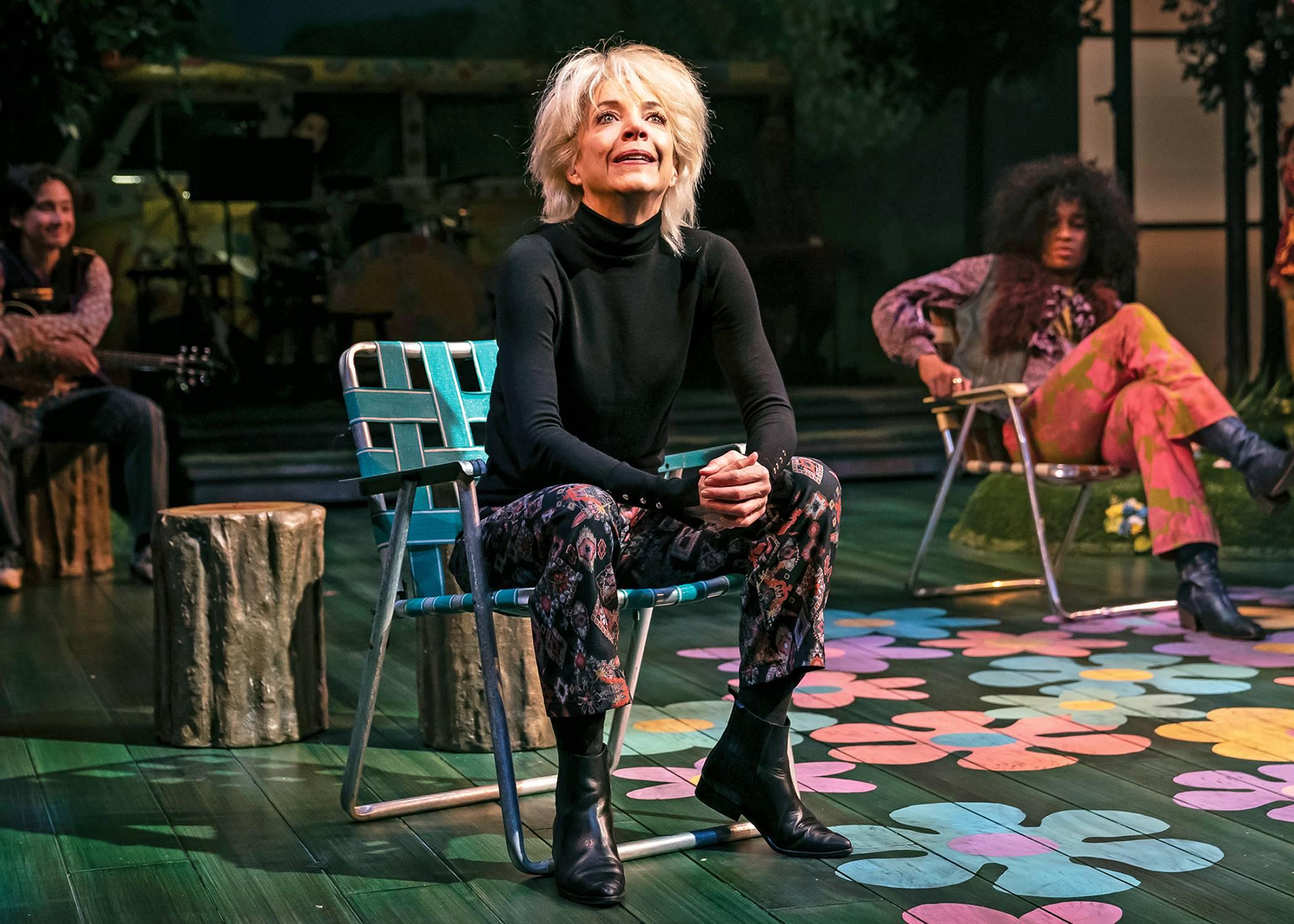 Jaques (Deborah Hay) contemplates the nature of life in Chicago Shakespeare Theater’s production of “As You Like It,” adapted and directed by Daryl Cloran, in the Courtyard Theater, Oct. 6–Nov. 21. (Photo by Liz Lauren)