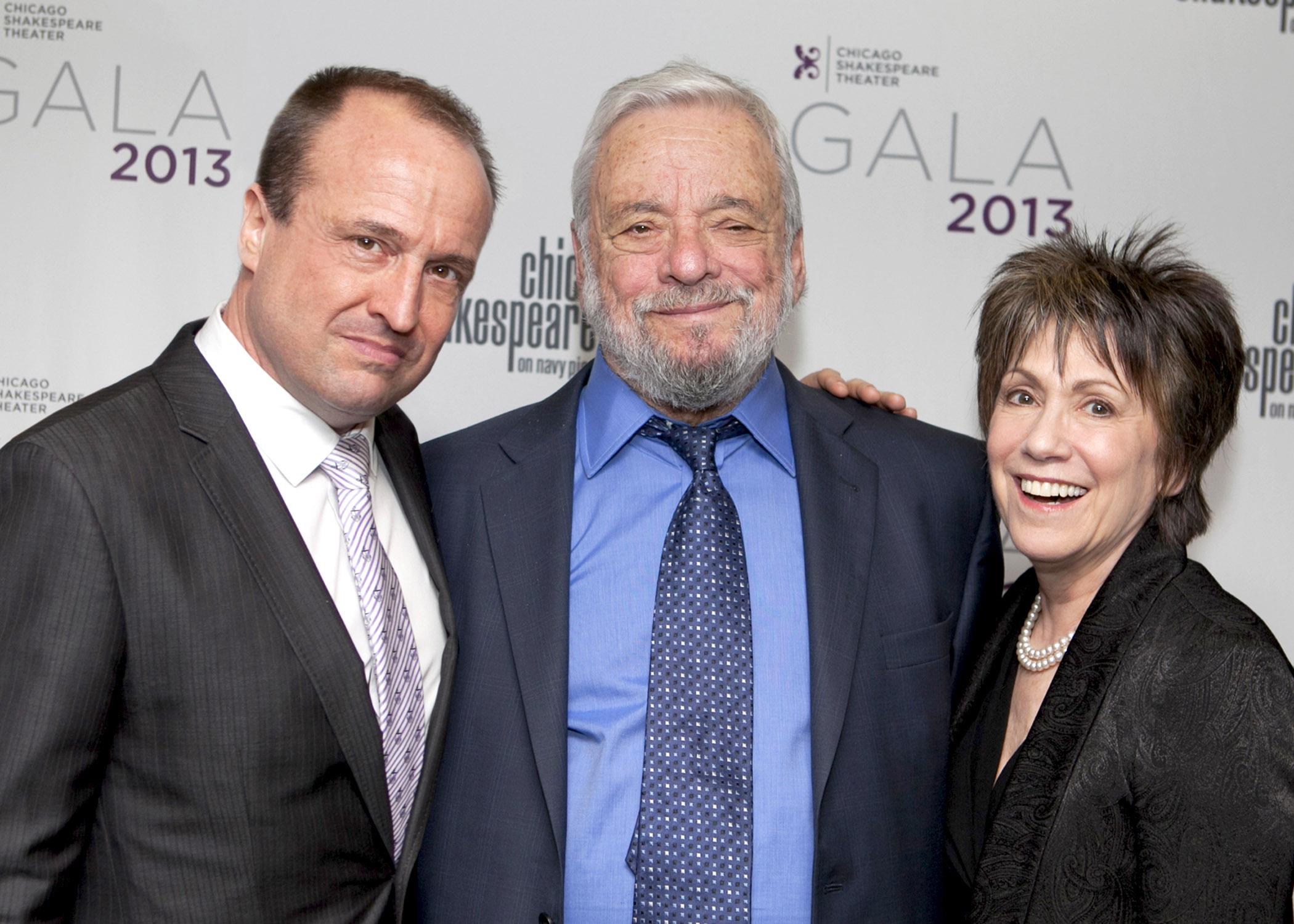 Gary Griffin (left), Stephen Sondheim and Chicago Shakespeare Theater Founder Barbara Gaines pose for a picture. (Courtesy of Michael Litchfield)