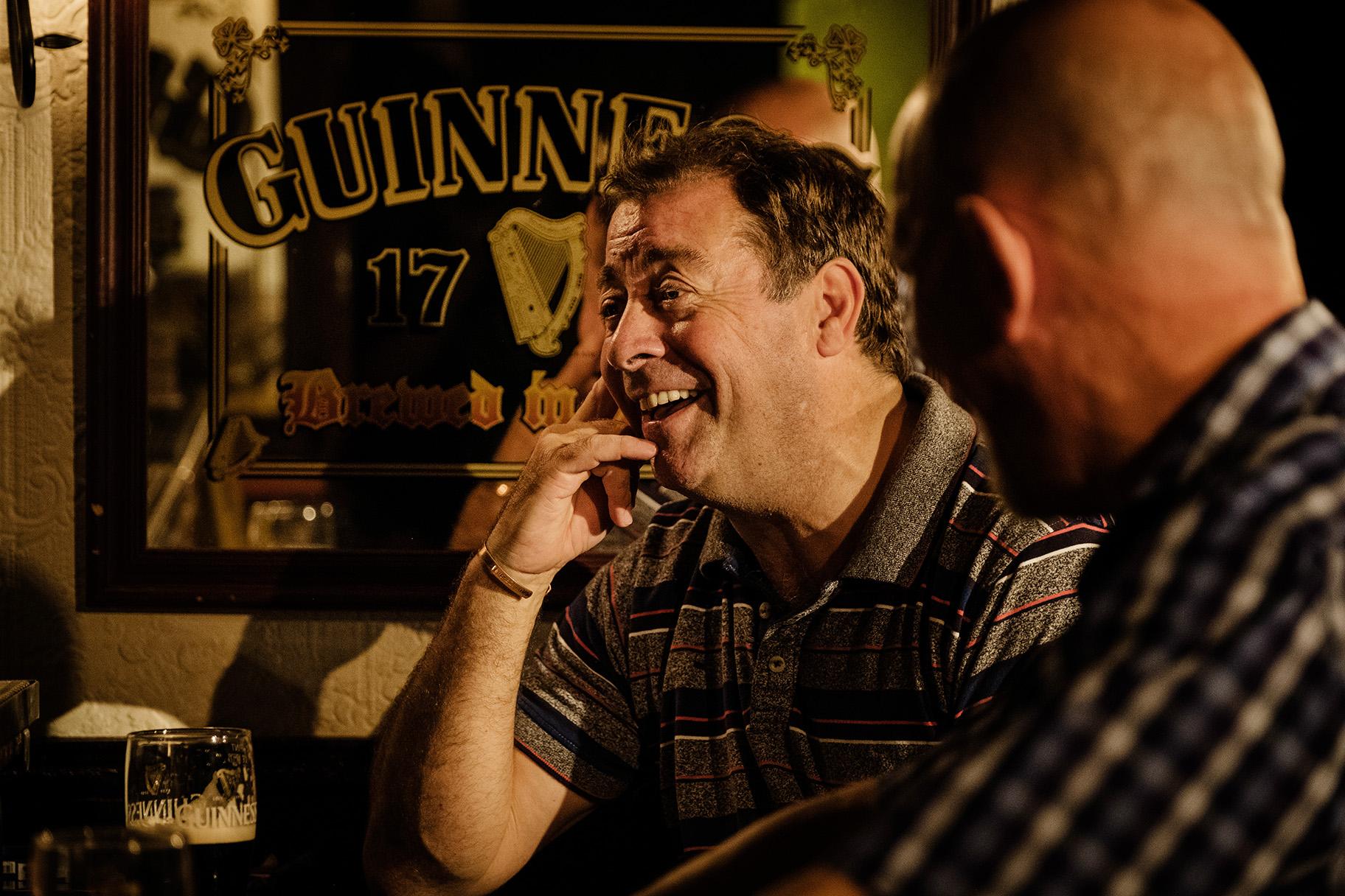 Philip Judge, left, and Liam Carney in the Abbey Theatre’s “Two Pints.” (Photo by Ros Kavanagh) 