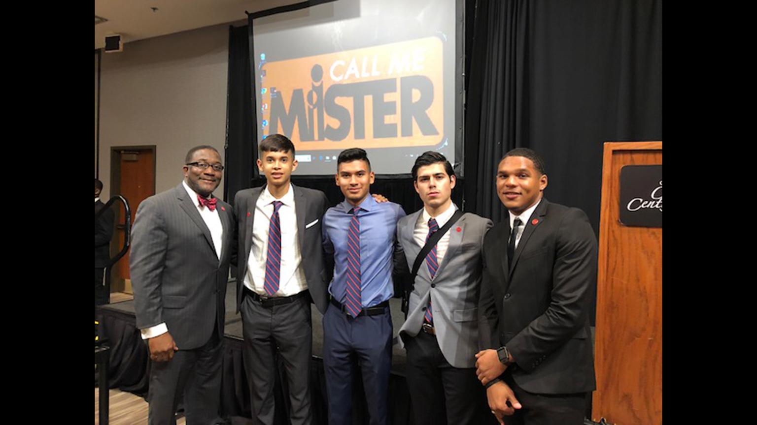 Six students will participate in UIC’s Call Me MISTER program, which aims to get more male teachers of color into classrooms. From left: Alfred Tatum, Armando Rivera, Juan Hernandez, Jesus Flores and Juwaun Williams. (Credit: UIC Photo)