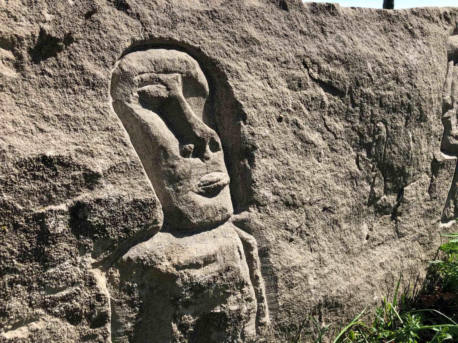 An Easter Island-style carving, salvaged at Fullerton, along the Chicago lakefront. (Patty Wetli / WTTW News)