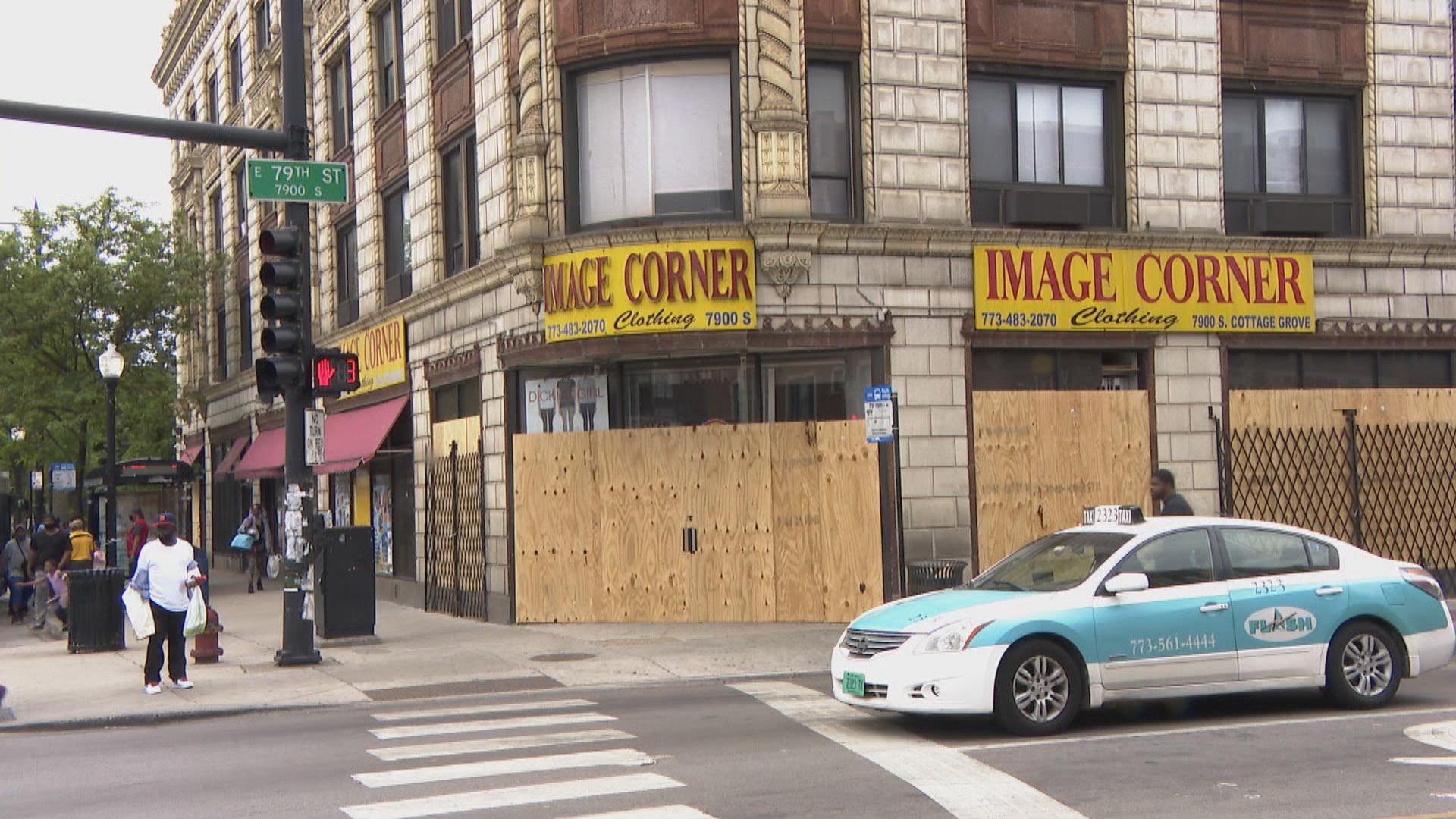 A business is boarded up in Chicago’s Chatham neighborhood on the city’s South Side on Wednesday, June 3, 2020, following unrest over the killing of George Floyd. (WTTW News)