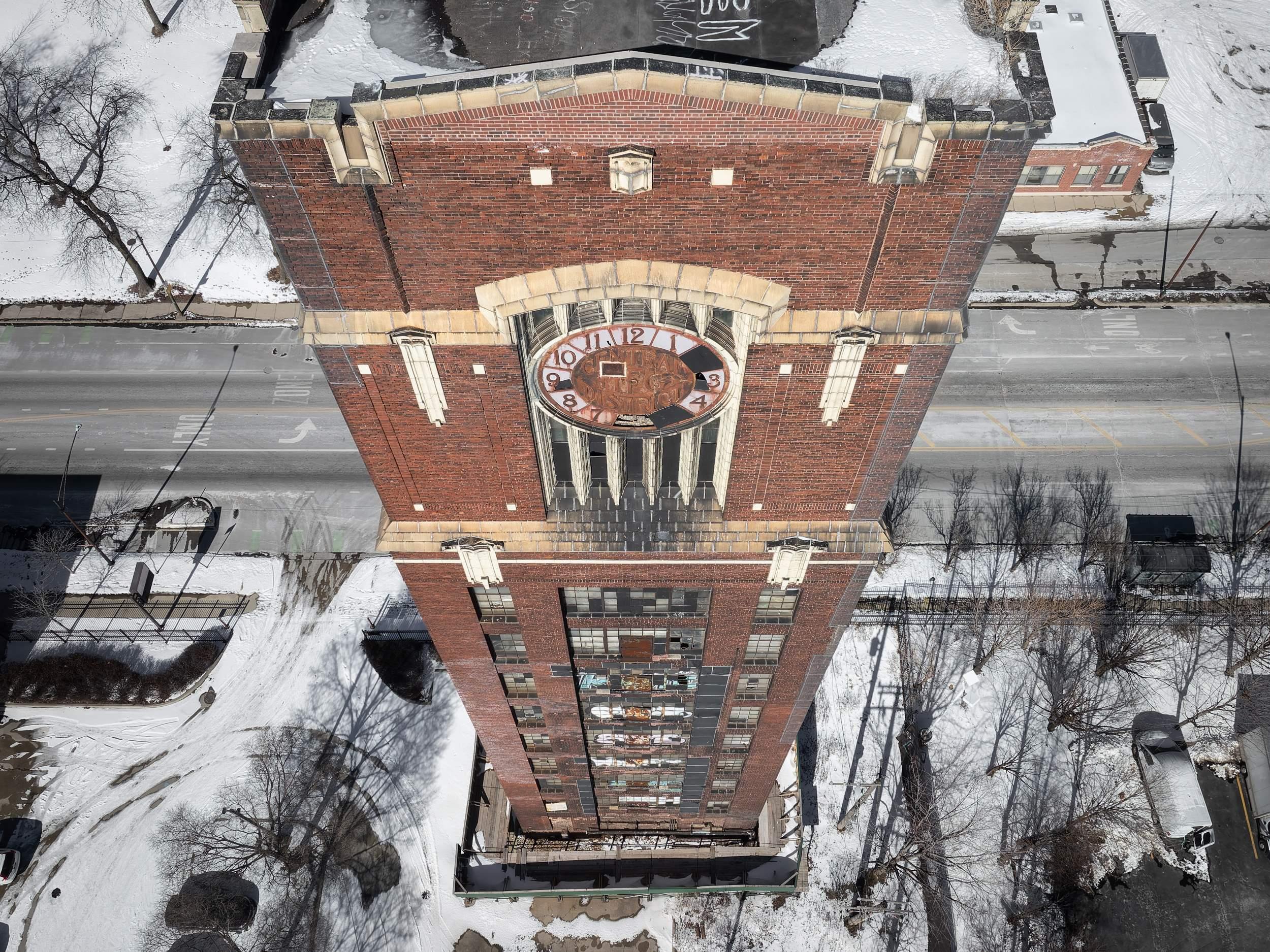 Central Manufacturing District Clock Tower, a Chicago 7 Most Endangered in 2025. (Serhii Chrucky / Esto)