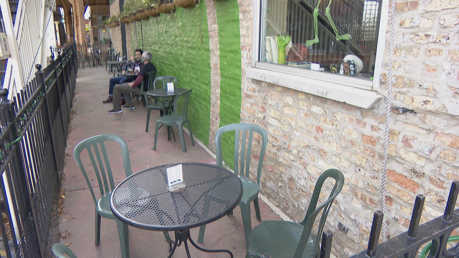 The patio at the Green Eye Lounge. (WTTW News)
