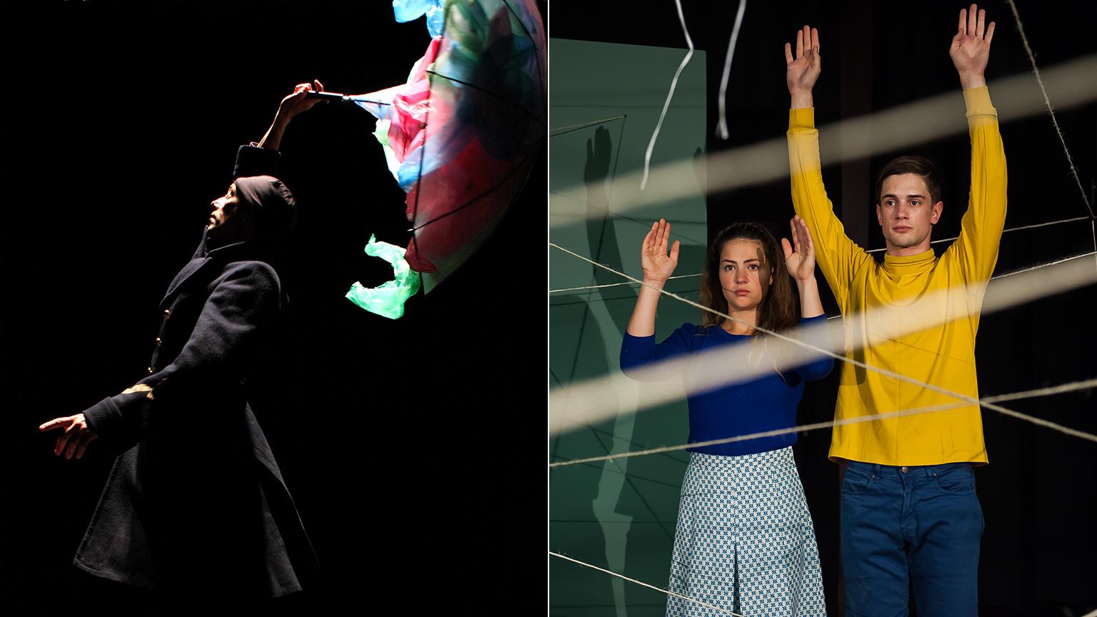 “L’Apres-Midi d’un Foehn, Version I,” left, and “Us/Them” are currently on stage at Chicago Shakespeare Theater.