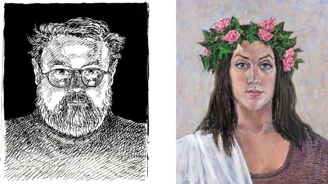 Works by George C. Clark: “Self Portrait,” left, and “Vilja.” (Courtesy of George C. Clark)