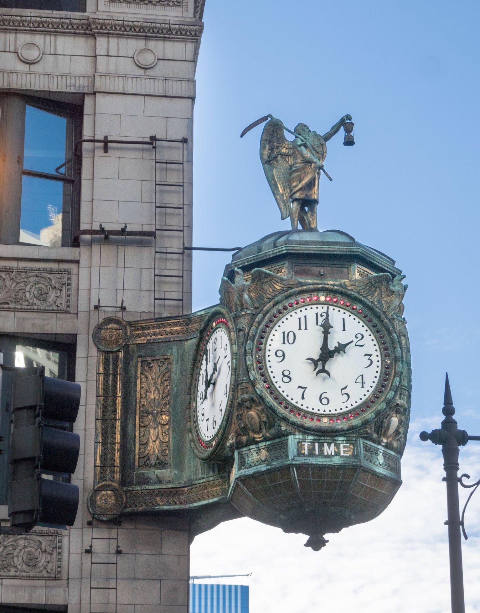 The Jeweler’s Building clock is nicknamed Father Time. (Gerald Zaffuts / iStock)