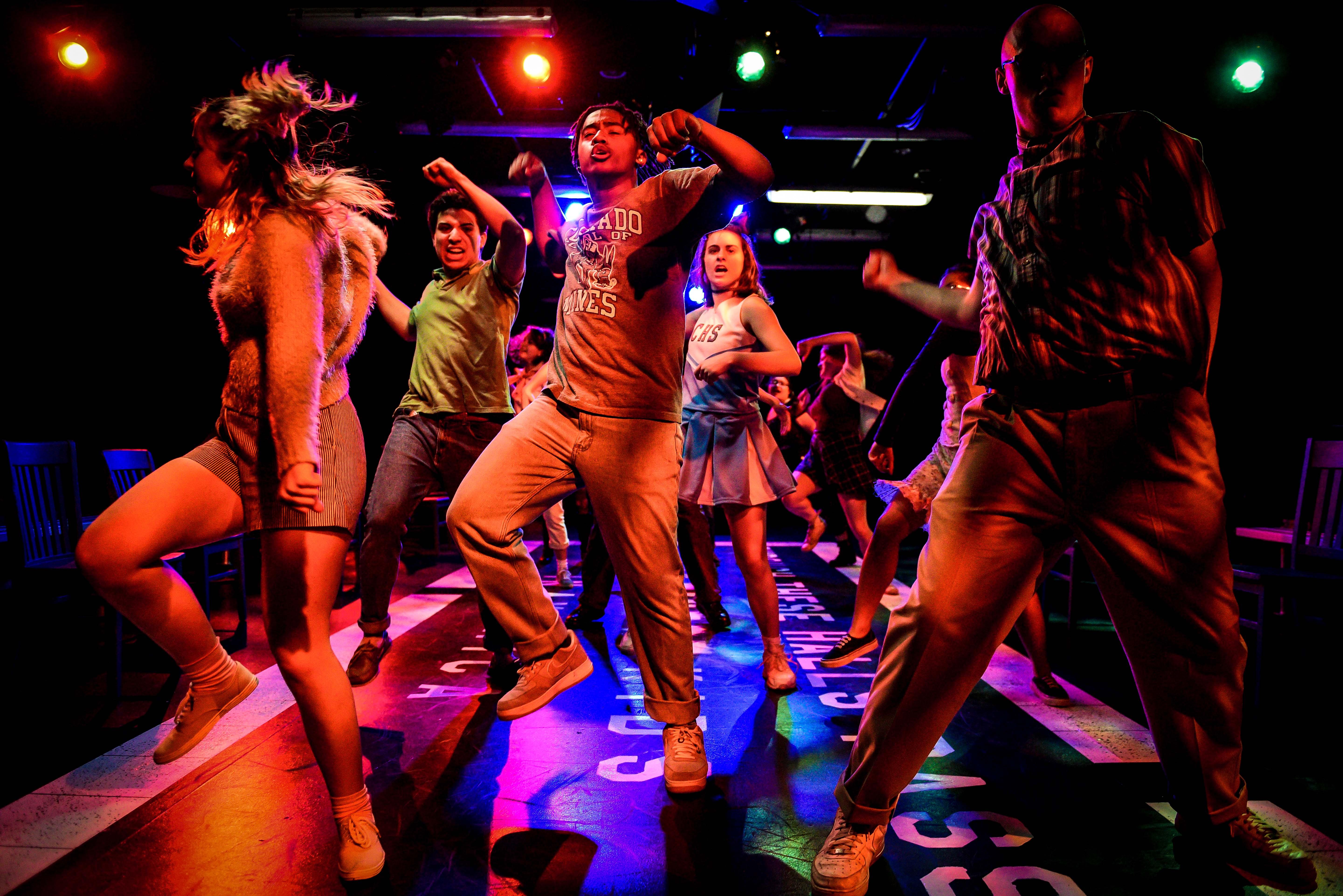 From left: Cleo Shine, Victor Musoni and Meitav Aaron in The Yard’s production of “Columbinus.” (Credit: Evan Hanover)