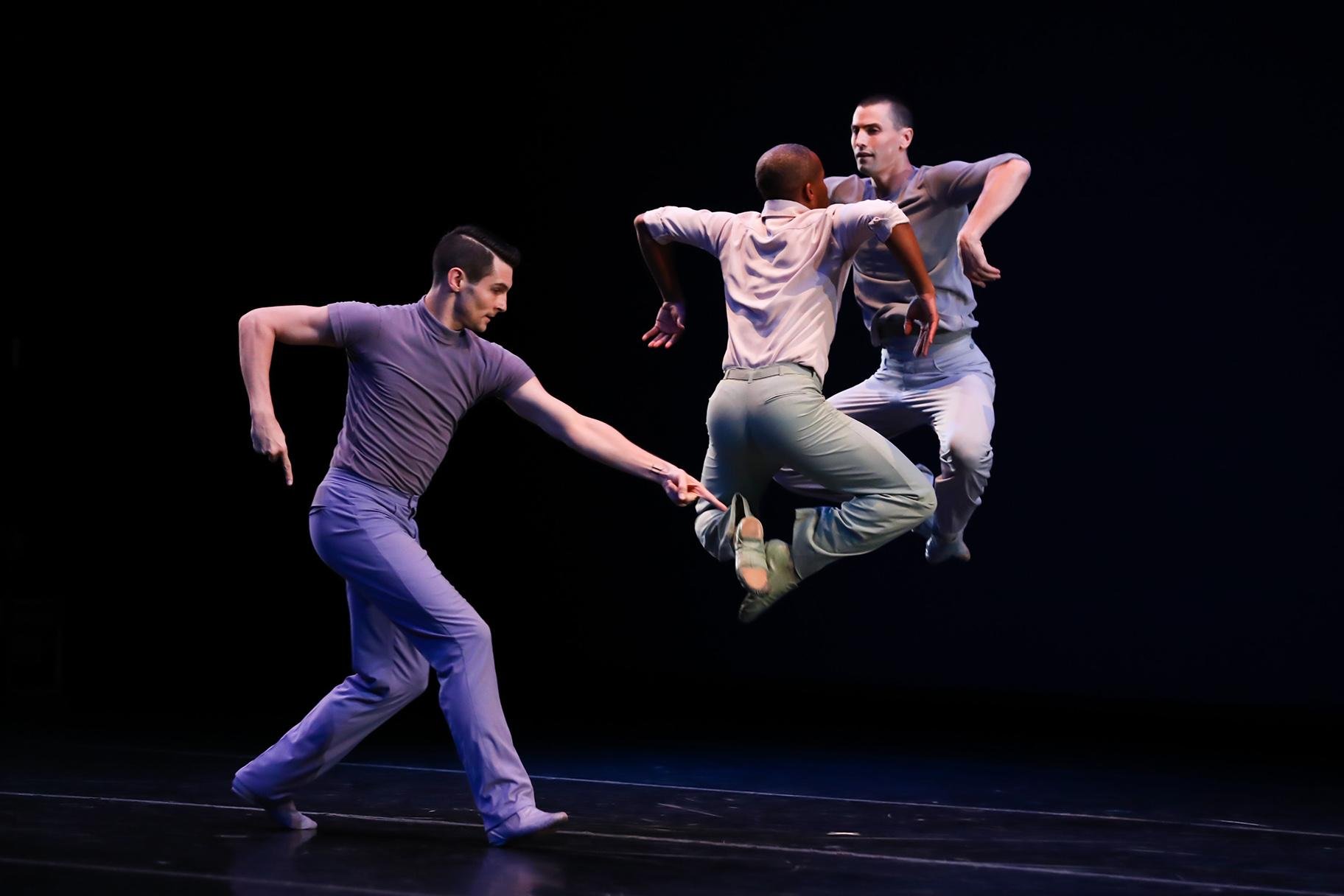 Craig Black, Jonathan Alsberry, Andrew Murdock in Lar Lubovitch’s “Little Rhapsodies.” (Photo by Kyle Flubacker)