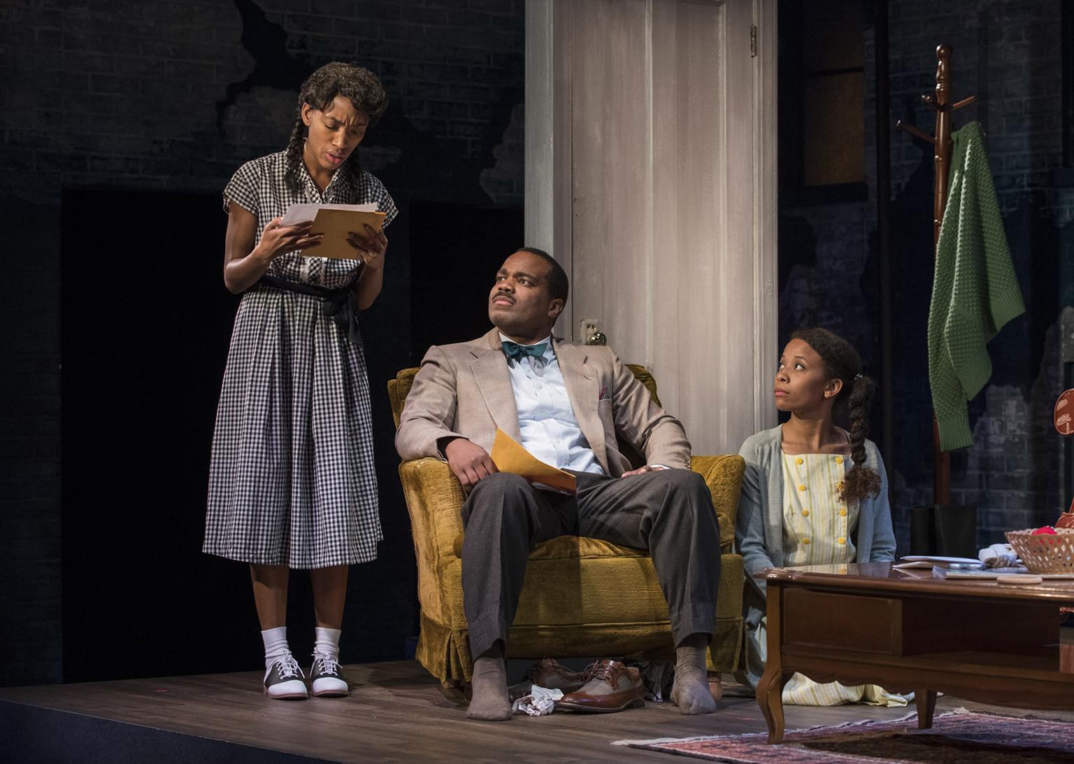 From left: Chanell Bell, Terence Sims and Brandi Jiminez Lee in “Crumbs from the Table of Joy.” (Photo by Michael Brosilow)