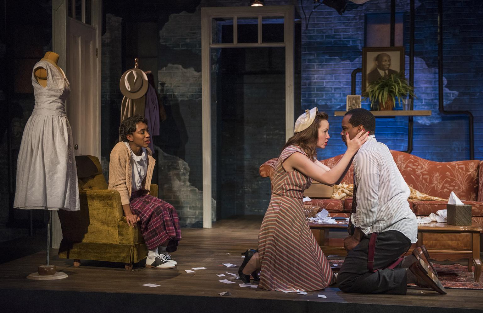 From left: Chanell Bell, Emily Tate and Terence Sims in “Crumbs from the Table of Joy.” (Photo by Michael Brosilow)