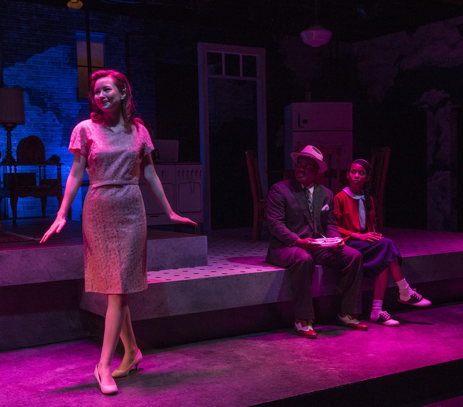 From left: Emily Tate, Terence Sims and Brandi Jiminez Lee in “Crumbs from the Table of Joy.” (Photo by Michael Brosilow)