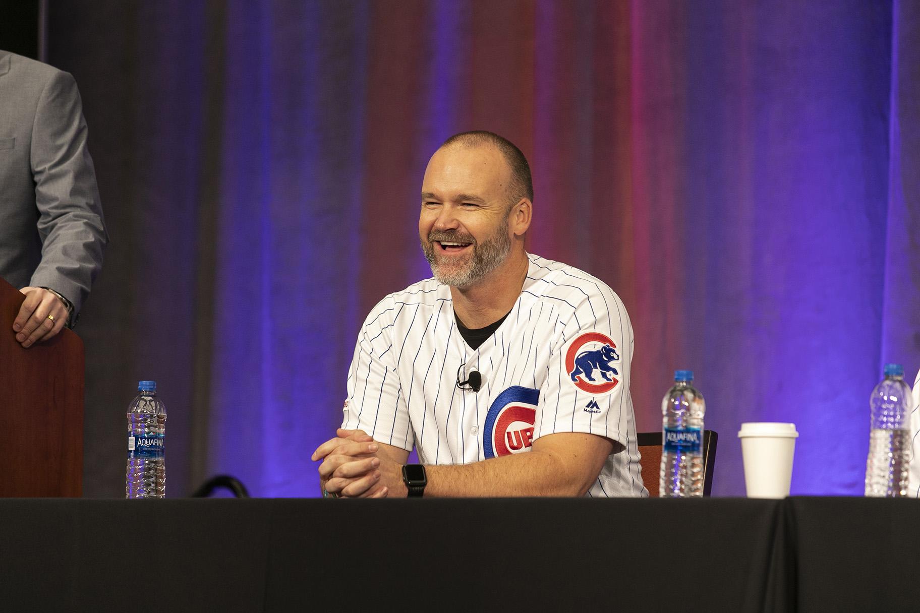 David Ross laughs during a panel discussion at the recent Cubs Convention. (Courtesy Steve Green / Chicago Cubs)