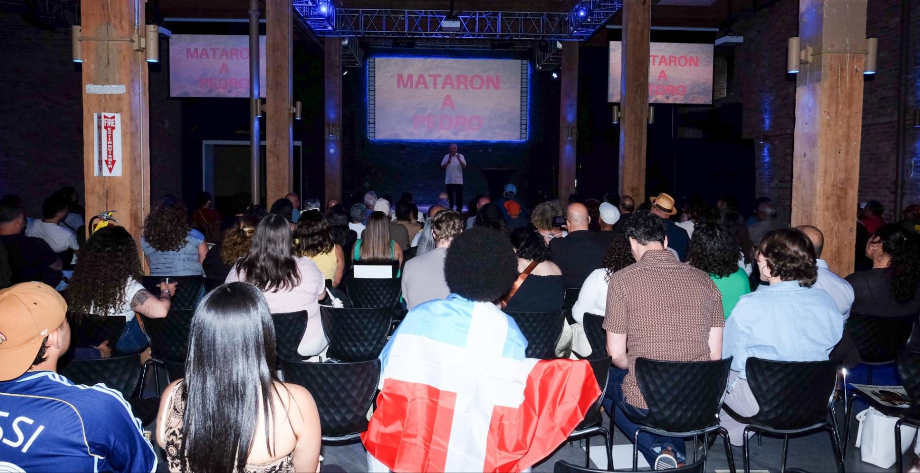 An audience gathers for a screening of the short film “Mataron A Pedro” in Chicago. (Carmona Rivera / National Museum of Puerto Rican Arts and Culture)