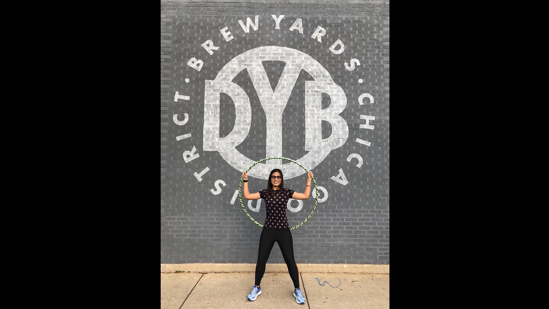 Jenny Doan will hula-hoop at District Brew Yards during her Guinness World Record attempt. (Courtesy of District Brew Yards)